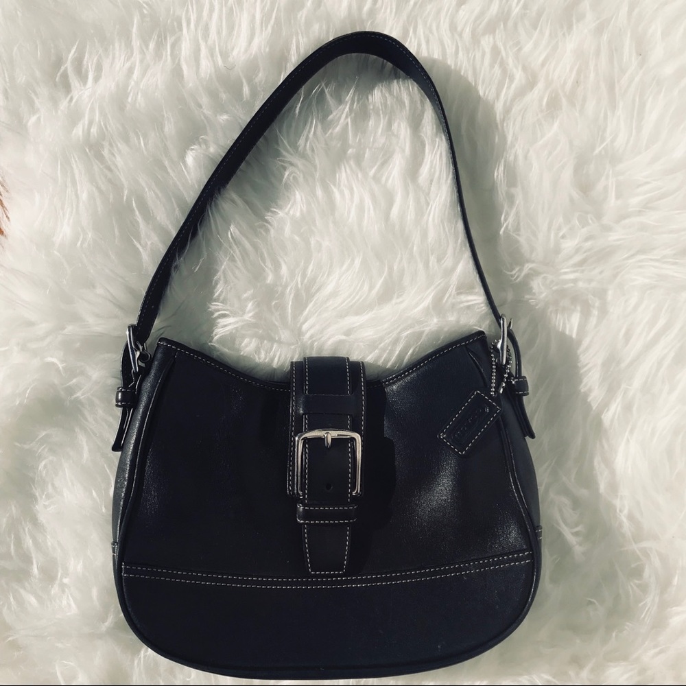 Coach Black Leather Hampton Shoulder Bag #7584